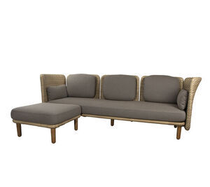 Cane-Line - Arch 3-pers. sofa m/lavt arm-/ryglæn & chaiselong - Taupe AirTouch hynder - Natural/Taupe - Flat Weave